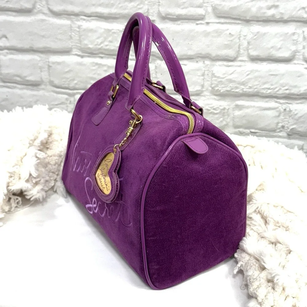Vtg‎ Y2K Victoria's Secret Lavender Velour Purse 90s Satchel Clueless Velvet Bag